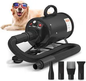 High-Velocity Dog Dryer for Grooming - Quiet Pet Hair Blow Dryer with Heater, 4 Nozzles & Adjustable Speed - Professional Dog Blower for Large Dogs, Thick Coats & Deshedding High-Velocity Dog Dryer for Grooming - Quiet Pet Hair Blow Dryer with Heater, 4 Nozzles & Adjustable Speed - Professional Dog Blower for Large Dogs, Thick Coats & Deshedding