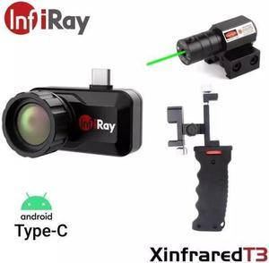 InfiRay T3 Thermal Night Vision Detector Type C IR 384x288 Thermal Camera (T3+Holder+Green Spot Laser)