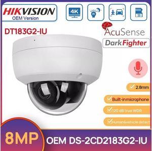 MECARE 4K 8MP Dome IP Camera Mic AcuSense IR30M IP67 IK10 WDR DS-2CD2183G2-IU 4mm Lens