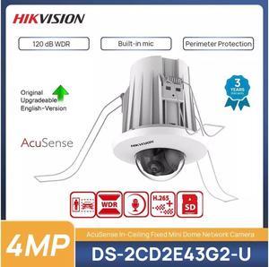 MECARE 4MP AcuSense In-Ceiling Fixed Mini Dome IP Camera 2.8MM DS-2CD2E43G2-U