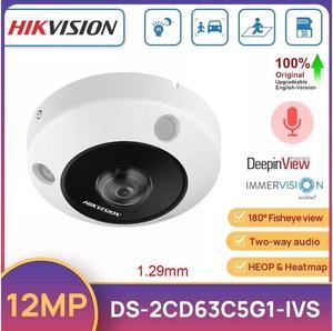 MECARE DS-2CD63C5G1-IVS 12MP Fisheye Panoramic DeepinView PoE IP Camera Mic