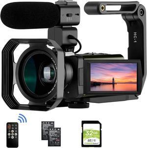 4K Video Camera Camcorder, AC5 4K Ultra HD Camcorder w/12x Optical Zoom 100x ligent Zoom for Vlogging, WiFi UHD Camcorder 3.1" IPS Touch Screen w/Mic Wide Angle Lens