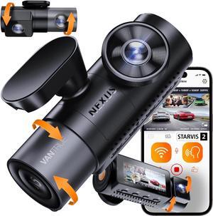 N5 4 Channel WiFi 360° All Sides Dash Cam, STARVIS 2 IR Night Vision, 2.7K+1080P*3 Front Rear Inside Dashcam, Voice Control, GPS, 24 Hours Buffered Parking Mode Dash Camera, Support 512GB Max