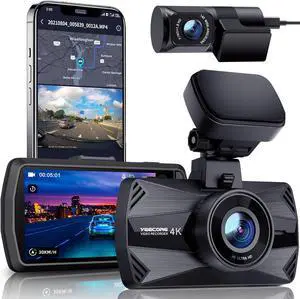Dual Dash Cam 5G WiFi GPS, Real 4K+HDR 1080P Dash Cam Front and Rear, 3.3 Inch Eye-Care Screen, Super HDR Night Vision, Parking Mode, Dash Camera for Cars with App, G-Sensor, Support 512GB Max
