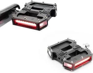 ARCLIGHT PRO Flat Bicycle Pedals with LED Lights, Auto On-Off, 36+ hr Battery, USB Rechargeable, Weatherproof, Aluminum Bike Pedal 9/16in Steel Spindle and Traction Pins  Black -