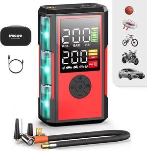 Tire Inflator Portable Air Compressor, 200PSI 2X Faster Inflation Cordless Air Pump, Portable Electric Smart Auto Air Pump for Car Tires with Pressure Gauge Emergency Light, Red
