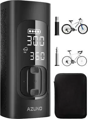Bike Tire Inflator with Pressure Gauge - Bicycle Presta and Schrader Air Compressor Tool
