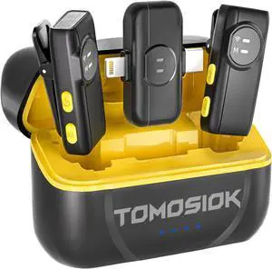 Wireless Lavalier Microphone for iPhone iPad Android with Noise Cancellation, 10 Hours of Battery Mini Microphone for Recording, Live Streaming, YouTube, Facebook, TikTok