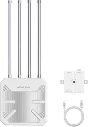 AX1800 Outdoor WiFi 6 Extender Long Range, WiFi 6 Outdoor Wireless Access Point, Support Active PoE, 4x8dBi Antennas,Outdoor WiFi Solution,IP67,Up to 128 Devices for Farm,Yard,RV,Campsite,Park