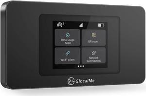 4G LTE Portable WiFi Hotspot for Travel in 200+ Countries, Mobile Hotspot Device with Touch Screen and Global 1GB Data, No Contract or SIM Card Required, 10 Devices Connected (Black)