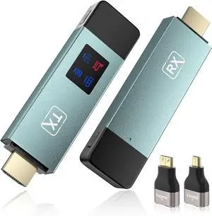 Wireless Hdmi Transmitter and Receiver Wireless HD Extender Plug & Play Portable 2.4G/5G with LED Screen Wireless Hdmi Kit for Streaming Video and Audio to Monitor from Laptop/Pc/Tv Box/Projector