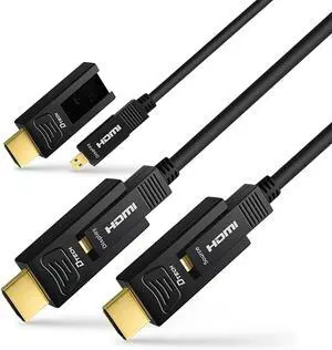 DTech Fiber Optic HDMI Cable 100 Feet 4K 60Hz 444 Chroma Subsampling 18Gbps High Speed Ultra HD 100ft Micro HDMI to Standard HDMI Cord Removable Ends Compatible with TV Projector Computer Monitor