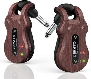 LEKATO 5.8GHz Wireless Guitar System, 24-Bit Audio Transmitter and Receiver for Live Stage and Studio Practice, 220° Rotatable Plug Fits Electric Bass, Grain LEKATO 5.8GHz Wireless Guitar System, 24-Bit Audio Transmitter and Receiver for Live Stage and Studio Practice, 220° Rotatable Plug Fits Electric Bass, Grain