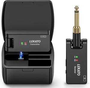 Wireless Guitar System with Charging Case, Rechargeable Wireless Audio Transmitter Receiver 2.4GHz Guitar Wireless System 4 Channels with Dual Plugs (WS-100)