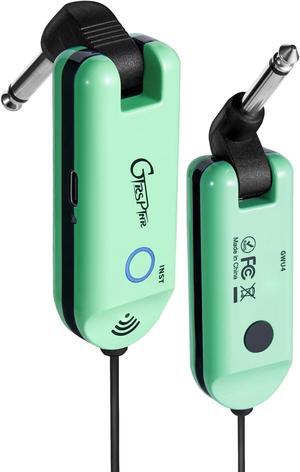 Wireless Guitar System UHF Guitar Transmitter Receiver Rechargeable for Electric Guitars Bass Electric Music Instruments (GREEN)
