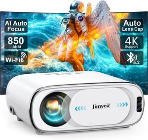 Outdoor-Projector 4K with WiFi 6and Bluetooth:Upgrade 1100 ANSI Native 1080P Jimveo Portable Projector, Auto 6D Keystone&Zoom,Home LED Movie Projector for Outdoor/Home Use