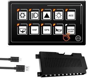 10P Membrane Control Switch Panel with Bluetooth APP Control Built-in PPTC Waterproof Programmable Momentary Button Switch with Backlight LED Module for Auto RV Boat 10P Membrane Control Switch Panel with Bluetooth APP Control Built-in PPTC Waterproof Programmable Momentary Button Switch with Backlight LED Module for Auto RV Boat