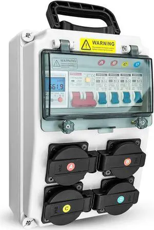Power Distribution Box, 110V 80A Electrical Box with NEMA 5-20 Socket, Wall Mount Power Outlet Panel with Multifunctional Electricity Meter for RV Camper Travel and Construction Sites