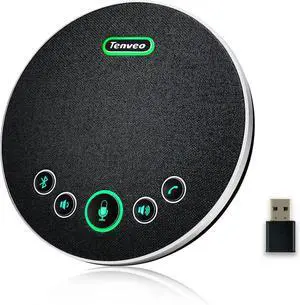 Conference Speaker with Microphone, Bluetooth/Wireless/USB omnidirectional Speakerphone Noise Cancelling Call 360° Pickup for Zoom MicroTeams OBS 10~12 People Online Meeting by DT