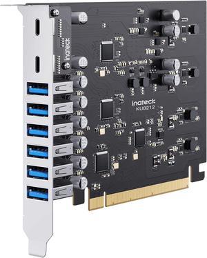 Power Supply USB PCIe Card Total 16 Gbps Bandwidth, USB 3.2 Gen 2, with 8 USB Ports KU8212