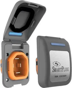 50 Amp 125/250V Non-Metallic Black Shore Power Inlet & Cover Assembly, 50 Amp Inlet with Weatherproof Seals & Multi-Point Locking System 50 Amp 125/250V Non-Metallic Black Shore Power Inlet & Cover Assembly, 50 Amp Inlet with Weatherproof Seals & Multi-Point Locking System