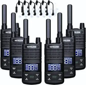 T1 Two Way Radio, FRS Walkie Talkies with Earpiece, Long Range Walkie Talkies for Adults, USB C Rechargeable 2 Way Radio, NOAA, VOX, Group Call for Traveling Biking Camping Hiking, 6 Pack