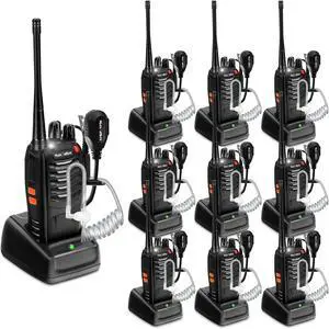 Radios Walkie Talkies Long Range:  MT-8S Walkie Talkie with Earpiece, 1500mAh Battery, Rechargeable Walkie Talkies for Adults Business Education, Construction School Church Restaurant,10 Pack