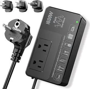 1600Watt Voltage Converter 220V to 110V for Any American Appliances such as Hair Dryer, Rice Cooker, Blender, Coffee Maker, Surge Protection, High Power Step Down Transformer US to EU/UK/AU/Asia