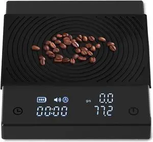 Coffee Scale Basic 2.0 with Timer,Black Mirror Espresso Scale with Flow Rate Function, 2000g/0.1g High Accuracy, Digital Coffee Scale for Pour Over Drip Coffee, Black