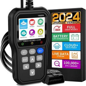 OBD2 Scanner Battery Tester Diagnostic Tool, Enhenced IPS Color Screen Car Code Reader CAN Engine Check Clear Fault Light, Scan Auto Battery Voltage/Life, Could Printer for All OBDII Cars Since 1996