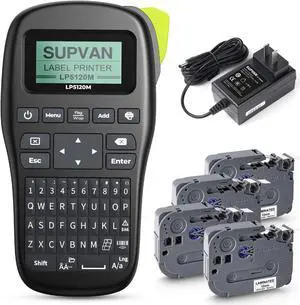 LP5120M Label Maker Machine Bundle (4 Tapes Included) with Keyboard & AC Adapter, Waterproof Thermal Transfer Label Printer with Ik+ Icons for Garage, Home, Office Organization
