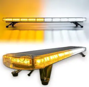 88 Amber White LED Extreme Bright Intensity Construction Emergency Warning Beacon Strobe Light Bar Rooftop Low Profile Law Enforcement Hazard Flashing for Tow Work Truck Vehicle Universal