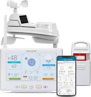 Iris Wireless Weather Station with HD Direct-to-Wi-Fi Display, Lightning Sensor, Indoor/Outdoor Temperature and Humidity, Wind Speed/Direction, Rain Gauge, and Barometer (01532M), White