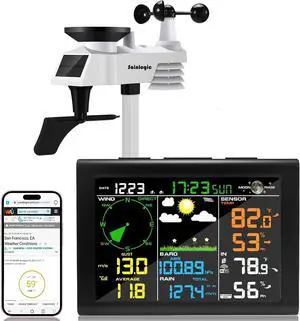 Professional WiFi Weather Station with Outdoor Sensor, Internet Wireless Weather Station with Rain Gauge, Weather Forecast, Wind Gauge, Wunderground, Black