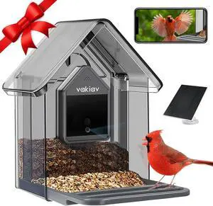 Bird Feeder with Camera 100M Cloud Storage and AI Bird Species Identify(Subscription-Free) with Solar Panel,2K Video Live Stream Camera,HDR, for Birdlover(Only Support2.4GHz)