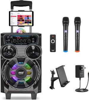 Portable Bluetooth PA Speaker - 580W 8 Rechargeable Outdoor BT Karaoke Audio System - TWS, Disco Party Lights, LED Display, FM/AUX/MP3/USB/SD, 6.5mm in, Trolley, Wheels - Wireless Mic, Remote