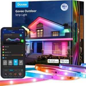 Outdoor LED Strip Lights, 98.4ft Smart Outdoor Lights Work with Alexa and Google Assistant, App Control, IP65 Waterproof, RGBIC Outdoor Lights for Patio, Eave, Christmas Decorations
