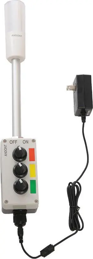 3 Stack Super Bright LED Andon Tower Lights with Buzzer, Off-ON or Flash,16 ft Extension Cord, 6 ft Industrial Adapter, Plug Play Ready