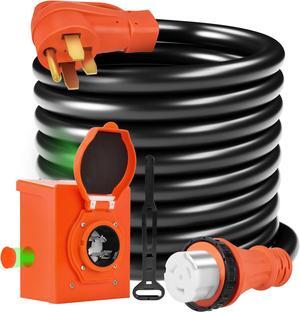 50A 20FT Generators Cord and Power Inlet Box Combo Kit, NEMA 14-50P Male to SS2-50R Generator Extension Cord 125V/250V RV Generator Power Cord Twist Lock Connector, ETL Listed