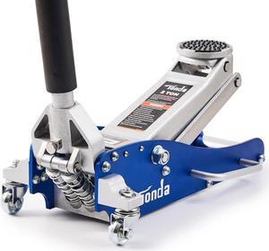 Floor Jack, Low Profile 2 Ton Hydraulic Aluminum and Steel Car Jack with Dual Pump System, Rapid Lift, Blue