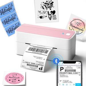 Bluetooth Thermal Label Printer, 241BT 4X6 Wireless Shipping Label Printer for Small Business, Pink Label Printer for Shipping Package, Compatible with iPhone, Android, , Shopify, UPSP