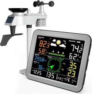 Weather Station Wireless with 7-in-1 Sensor,Indoor Outdoor Thermometer,Big Display Digital with Humidity,Rain Gauge,Wind Speed,Forecast,Alarm