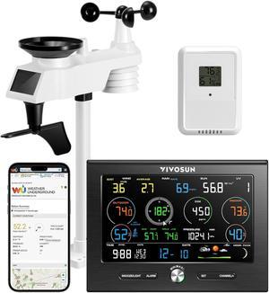 18-in-1 Wi-Fi Weather Station with Outdoor Sensor, CO2 Monitor, Color Display Console, Indoor/Outdoor Weather Thermometer, Weather Forecast, Alarm Function, Wind Speed/Direction, Rain Gauge