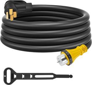 50 Amp Generator Cord 15 Feet, NEMA 14-50p to CS6364 & SS2-50R Generator Emergency Power Cord, STW 6/3 + 8/1 AWG, 125/250V, 12500 Watts, Perfect for Generator to House Connection