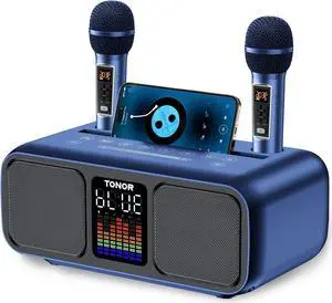 Karaoke Machine for Adults, Portable Bluetooth PA Speaker with 2 UHF Wireless Microphones and LED Lights, Supports BT/AUX/USB/Type C/TF Card, PA System for Party, Home Karaoke, Outdoor/Indoor K9