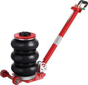 Air Jack 3 Ton 6600lbs Pneumatic Jack with Grip Guard, 3s Fast Lifting Height Up to 15.7 Inch, Air Jacks for Cars with Adjustable Long Handle Heavy-Duty Triple Bag Air Jack Red