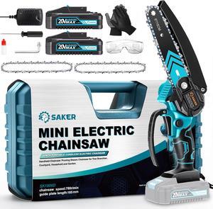 6 Inch Portable Electric Chainsaw Cordless, Small Handheld Chain saw for Tree Branches,Courtyard, Household and Garden,By 2PCS 20V 1500mAh Batteries,Extra 3 PCS Chain