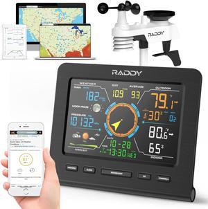 WF-100C Lite Weather Station Wireless Indoor Outdoor with Temperature, Barometric, Humidity, Wind Gauge, Rain Gauge, Weather Forecast, Moon Phase, Alarm Clock for Home, Garden