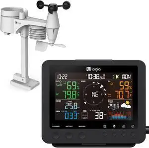 17-in-1 Weather Station with Wireless 7-in-1 Wireless Sensor Array Weather Monitoring System, Temperature Humidity Wind Speed/Direction Rain UV & More, w/Forecast Data, Alarm, Alerts