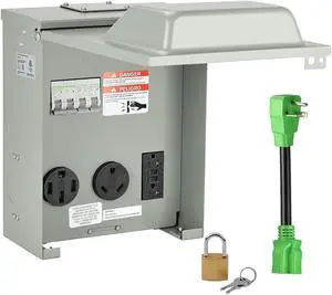 RV Temporary Power Outlet Panel with Breaker, ETL Listed 20 30 50 Amp RV Receptacle, RV Electrical Outlet Panel for RV, Camper, Travel Trailer